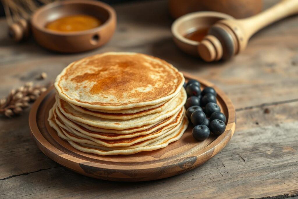 Ancient style pancakes made from einkorn wheat, similar to what Otzi the Iceman might have eaten Ancient style pancakes made from einkorn wheat, similar to what Otzi the Iceman might have eaten